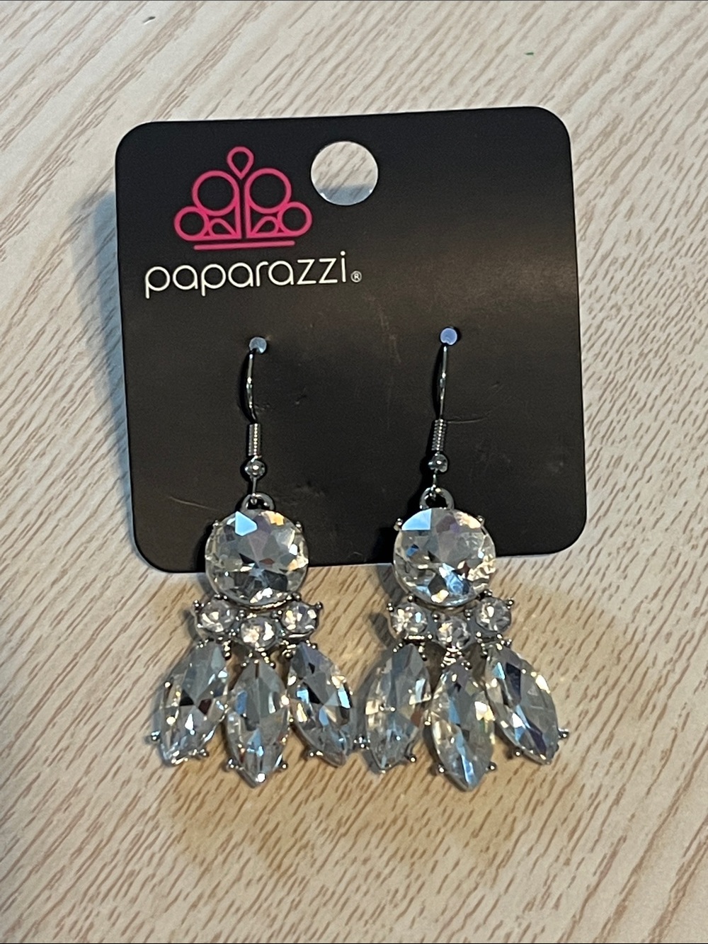 Paparazzi Silver Crystal Chandelier Earrings - Clear